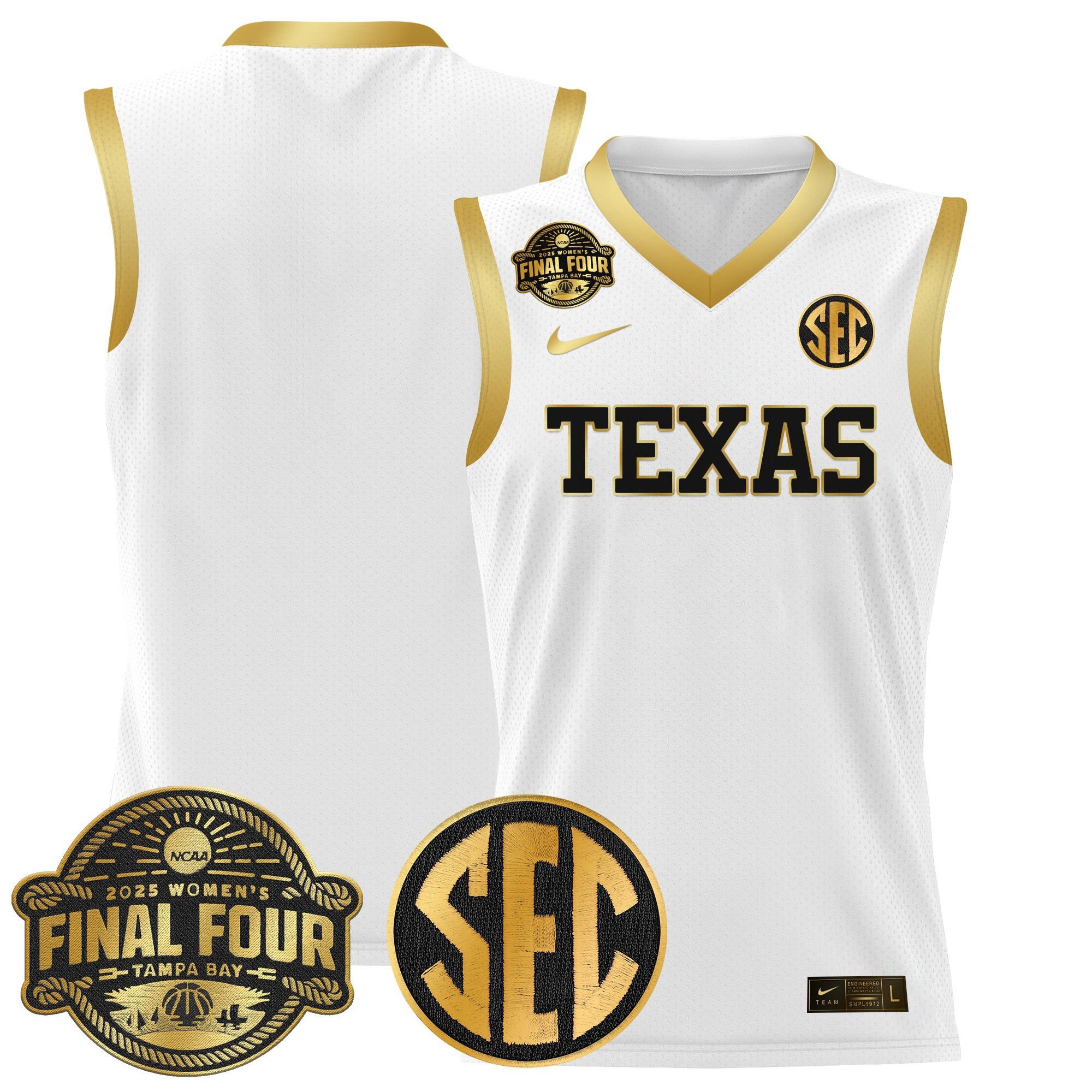 Men Texas Longhorns Blank White Nike 2025 Final Four Patch Lightweight Basketball NCAA Jerseys
